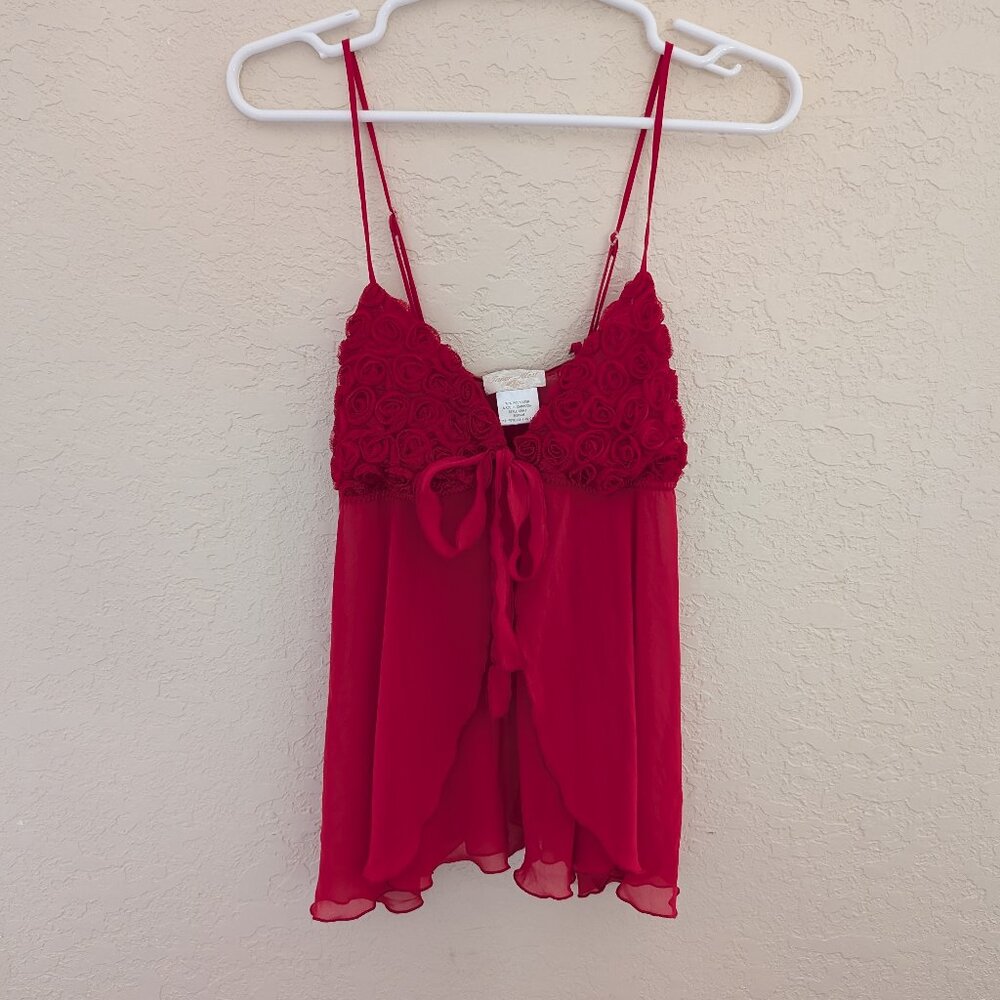 Vintage Inner Most Rose Red Lingerie Floral Intimate Sexy Tank Top Size M Y2K 90